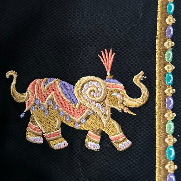 Designer Bob Mackie Wearable Art Embroidered Elephant Jacket 2X Black - Picture 4 of 7